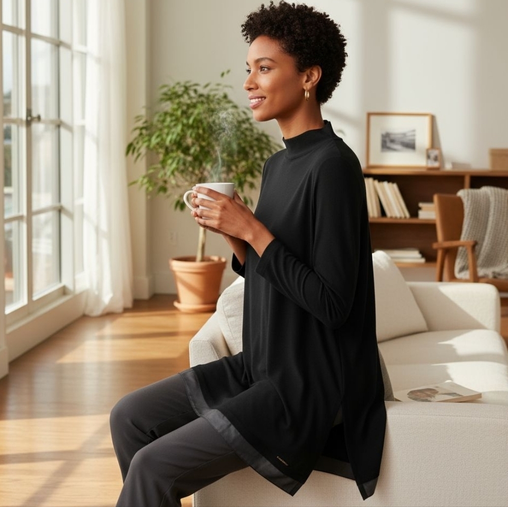 Anne Klein Black Tunic Top